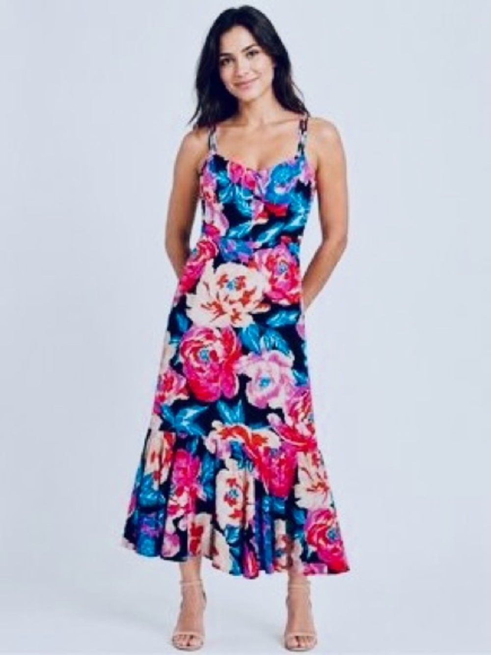 NWT Anthropologie Tina Flounced Midi Dress, featuring a vibrant colors Size 12